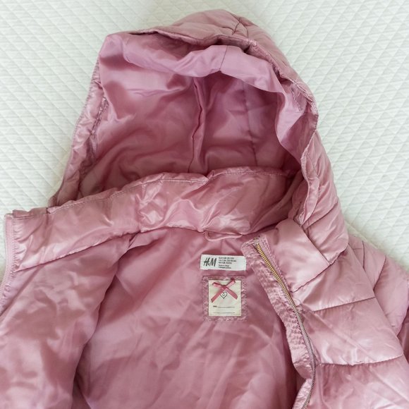 H&M Girls Soft Pink Puffer Jacket / 7-8Year - Picture 4 of 7